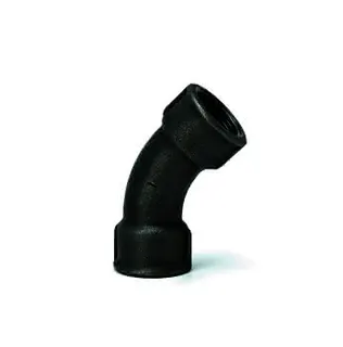gebofittings Temperguss Gewindefittings 41 - Langer Bogen 45 - 3/8", schwarz