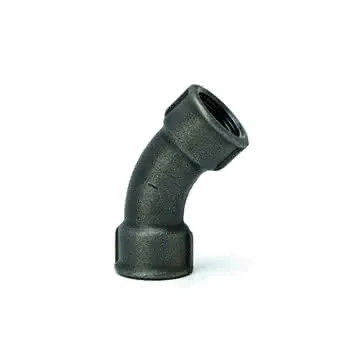 gebofittings Temperguss Gewindefittings 41 - Langer Bogen 45 - 1 1/4", schwarz