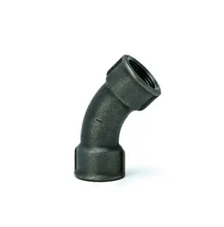 gebofittings Temperguss Gewindefittings 41 - Langer Bogen 45  - 1 1/4", schwarz