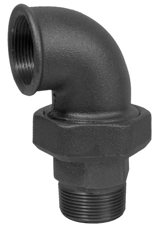 Temperguss-Winkelverschraubung Nr.98 1/4", Kegeldichtung, mit 1 AG, schwarz
