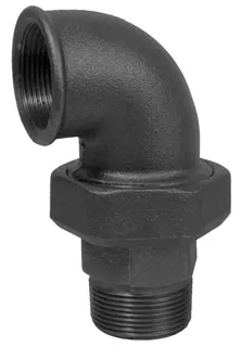 Temperguss-Winkelverschraubung Nr.98 1/4", Kegeldichtung, mit 1 AG, schwarz