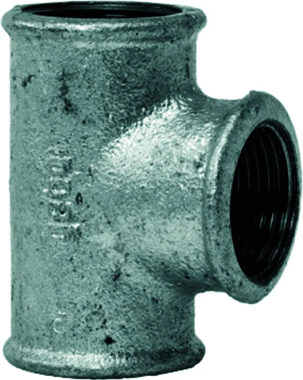 gebofittings Temperguss Gewindefittings 130-T-Stk. 1 1/2"x3/4"x1 1/2",red.,verz.