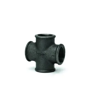 gebofittings Temperguss Gewindefittings 180 - Kreuzstück egal 1/2", schwarz