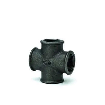 gebofittings Temperguss Gewindefittings 180 - Kreuzstück egal 1", schwarz