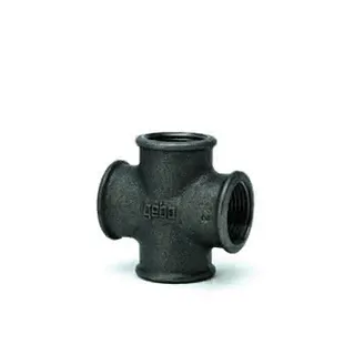 gebofittings Temperguss Gewindefittings 180 - Kreuzstück egal 1", schwarz