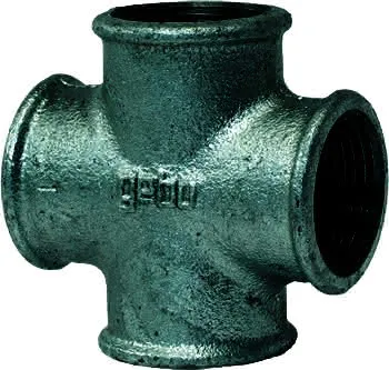 gebofittings Temperguss Gewindefittings 180 - Kreuzstück egal 1", verzinkt