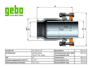 gebooriginal Temperguss-KLV Serie 225 Typ IFT 2 1/2" für Stahlrohr – Bild 3