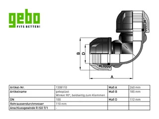 geboplast Kunststoff-Klemmverbinder Typ PWO 110 x110mm,Winkel beids. klemmen – Bild 2
