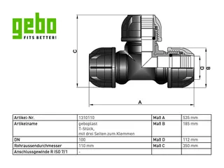 geboplast Kunststoff-Klemmverbinder Typ PT 110 x 110 x 110, 3 Seiten klemmen – Bild 2