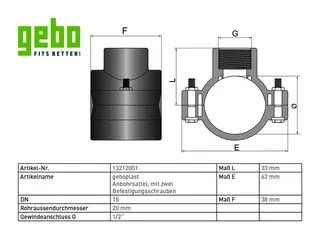 geboplast Kunststoff-Anbohrsättel Typ PANBZ 20mm x 1/2", ANB m. 2 Schr. – Bild 3