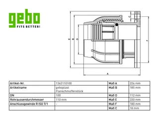 geboplast Kunststoff-Klemmverbinder Typ POF 110mm x 4", als Flanschmuffe – Bild 2