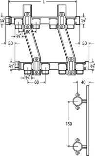 Viega Verteiler 2005 in G3/4 x 4-/4fach Rotguss – Bild 4