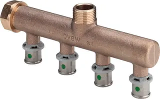 Viega Verteiler mit SC Sanfix P 2126.05 in 16mm x G3/4 - 4fach Rotguss