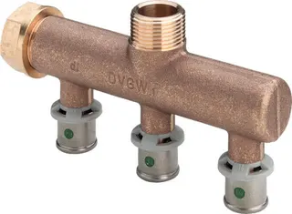 Viega Verteiler mit SC Sanfix P 2126.07 in 16mm x G3/4 - 3fach Rotguss