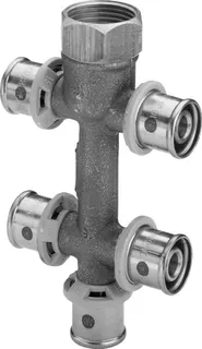 Viega Verteiler mit SC Sanfix P 2126.09 in 16mm x G3/4 - 5fach Rotguss – Bild 2