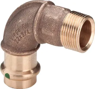 Viega Bogen 90 Grad mit SC Sanpress 2214 in 15mm x R1/2 Siliziumbronze