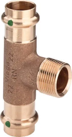 Viega T-Stück mit SC Sanpress 2217.1 in 22mm x R3/4 x 22mm Siliziumbronze