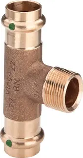 Viega T-Stück mit SC Sanpress 2217.1 in 18mm x R3/4 x 18mm Rotguss