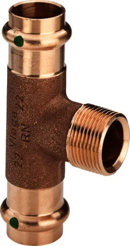 Viega T-Stück mit SC Sanpress 2217.1 in 54mm x R1 1/4 x 54mm Rotguss