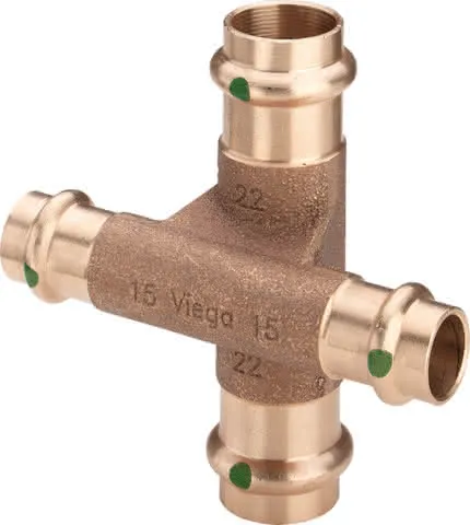 Viega Kreuzstück mit SC Profipress Therm 2244 in 22x15mm Rotguss