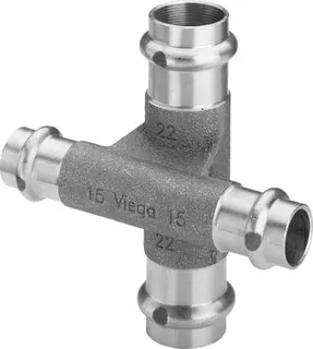 Viega Kreuzstück mit SC Profipress Therm 2248 in 18x15mm Rotguss – Bild 2