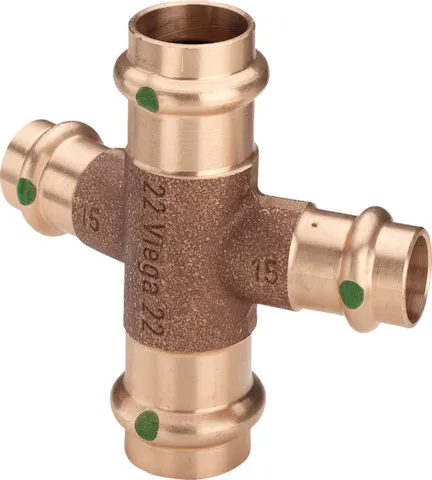 Viega Kreuzstück mit SC Profipress Therm 2247 in 18x15mm Rotguss