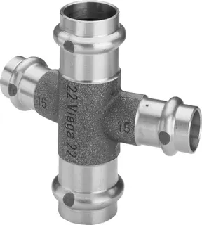 Viega Kreuzstück mit SC Profipress Therm 2247 in 22x15mm Rotguss – Bild 2