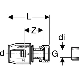 Geberit PushFit Übergang m.Überwurf- mutter,flachd.(Rg) 25x1", 652.583.00.1 – Bild 4