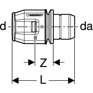 Geberit PushFit Steckübergang auf Push- Fit Rohr d25 (Ms), 28x25mm, 653.462.00.1 – Bild 4