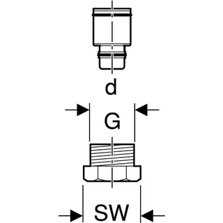 Geberit PushFit Direktverschraubung m.AG Heimeier (Ms) 16x1/2", 650.515.22.1 – Bild 4