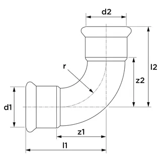 AIPS VSH XPress Edelstahl Gas Bogen d76,1 I/I 90Gr VA HNBR – Bild 2