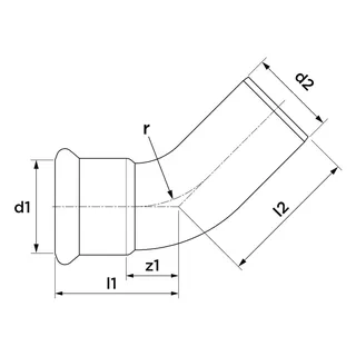 AIPS VSH XPress Edelstahl Gas Bogen d76,1 I/A 45Gr VA HNBR – Bild 2