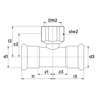 AIPS VSH XPress Edelstahl Gas T-Stück IG d88,9xRp3/4 (DN20)x88,9 I/I/I VA HNBR – Bild 2
