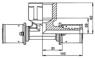 comfort-press-Metall-T-Stück 63 x DN 50 (2") IG x 63 mm – Bild 2