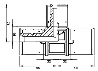 comfort-press-PPSU-T-Stück reduziert 75x32x75 mm – Bild 2
