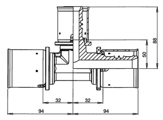 comfort-press-Metall-T-Stück reduziert 75 x 40 x 75 mm – Bild 2