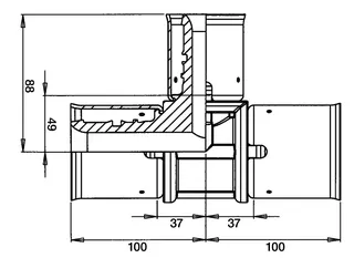 comfort-press-PPSU-T-Stück reduziert 75x50x75 mm – Bild 2