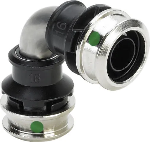Viega Bogen 90 Grad mit SC Raxinox 4416 in 16mm Stahl nichtrostend