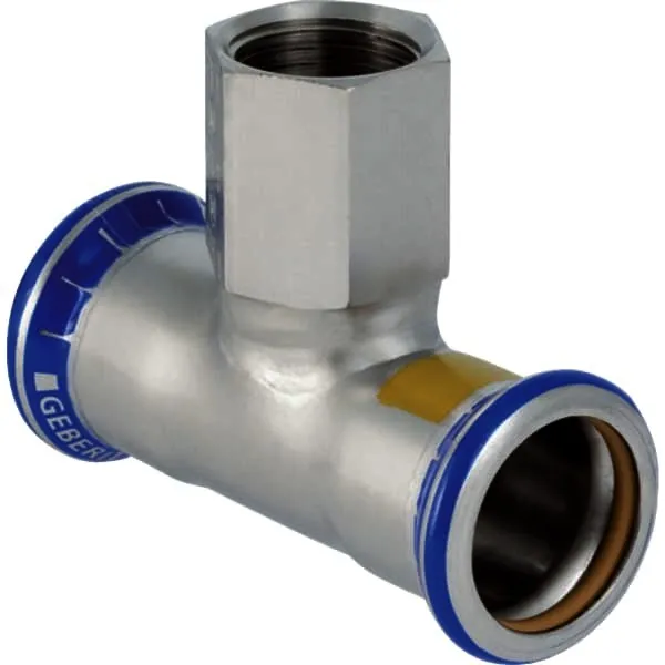 GE Mapress Edelstahl T-Stück mit IG (Gas) d18-Rp1/2-18