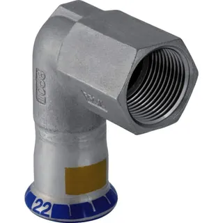 Geberit Mapress Edelstahl Gas Übergangs- winkel 90' mit IG 22mmx3/4" Nr.34146