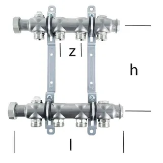 Heizkoerper-Verteiler MULTITUBO 2 Kreise 18402, VPE 1 St., p.St., Edelstahl