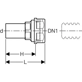 Geberit Mapress Übergang mit Klemmringverschr für Wellrohre NPW Ms d22-DN20 – Bild 4