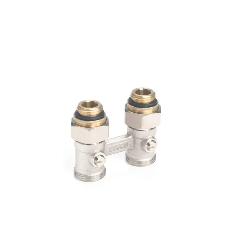 REHAU Kugelhahnblock mit Anschlussnippel G 1/2 x G 3/4, Durchgangsform
