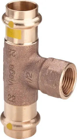 Viega T-Stück mit SC Profipress G 2617.2 für Gas in 35mm x Rp1/2 x 35mm Rotguss