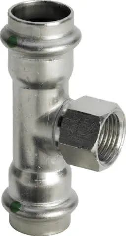 Viega T-Stück mit SC Sanpress Inox 2317.2 in 54mm x Rp1/2 x 54mm Edelstahl