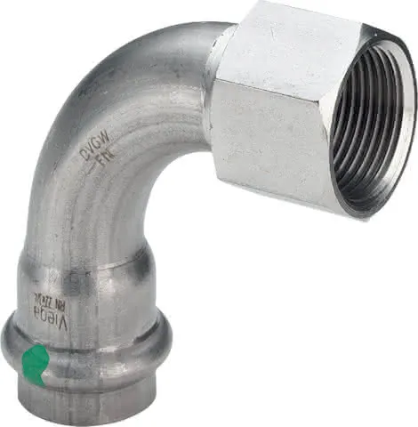 Viega Bogen 90 Grad mit SC Sanpress Inox 2314.5 in 15mm x Rp1/2 Edelstahl