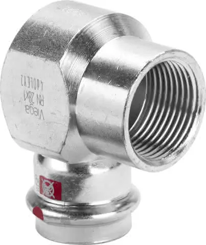 Viega Winkel 90 Grad mit SC Prestabo 1114.2 in 28mm x Rp3/4 Stahl verzinkt