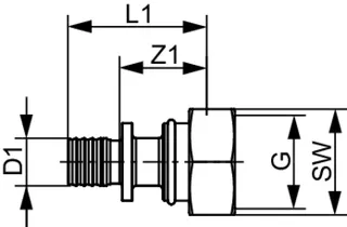 TECEflex Eurokonusverschraubung 3/4" Dim. 16 mit Flex Pressanschl. vernickelt – Bild 4