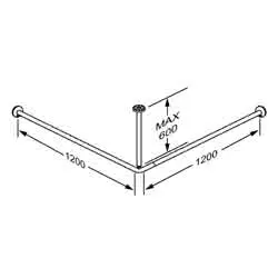 Duschvorhangstange 1200x1200mm Weiß inkl. Ringe – Bild 2