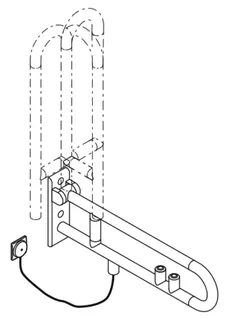 HEWI Stützklappgriff drehb. Ser 801, FKT(gelb)/WC-Spülung, L:700mm reinweiß – Bild 4